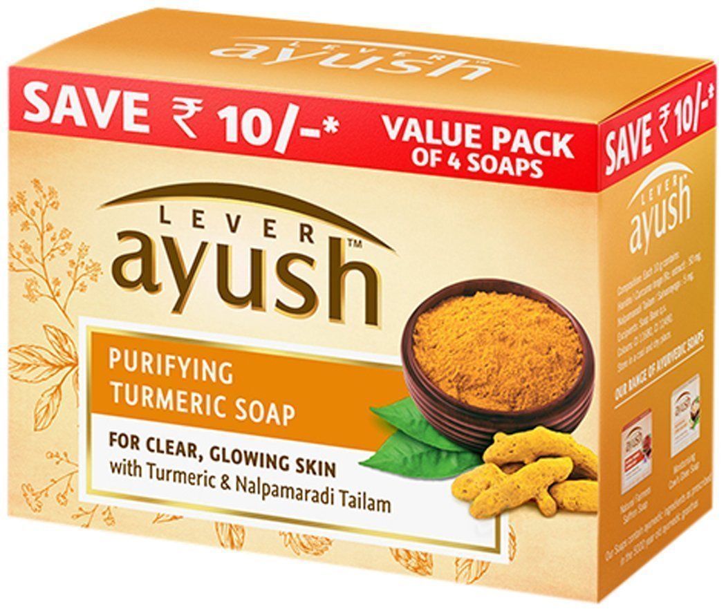 4 X Ayush Purifying Turmeric Soap 100g Lever Ayush Herbal Free