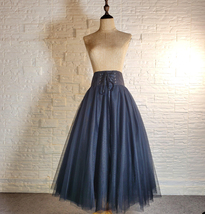 Black Vintage Inspired Wide High Waist Tulle Skirt Elegant Puffy Holiday Outfit image 1