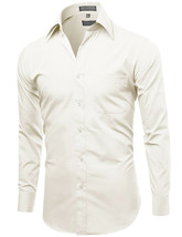 Omega Italy Men's Classic Standard Cuff Ivory Dress Shirt w/ Defect L image 2