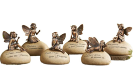 Fairy Message Rock Statues Set of 6 With Sentiment Garden Brushed Copper Color  image 1