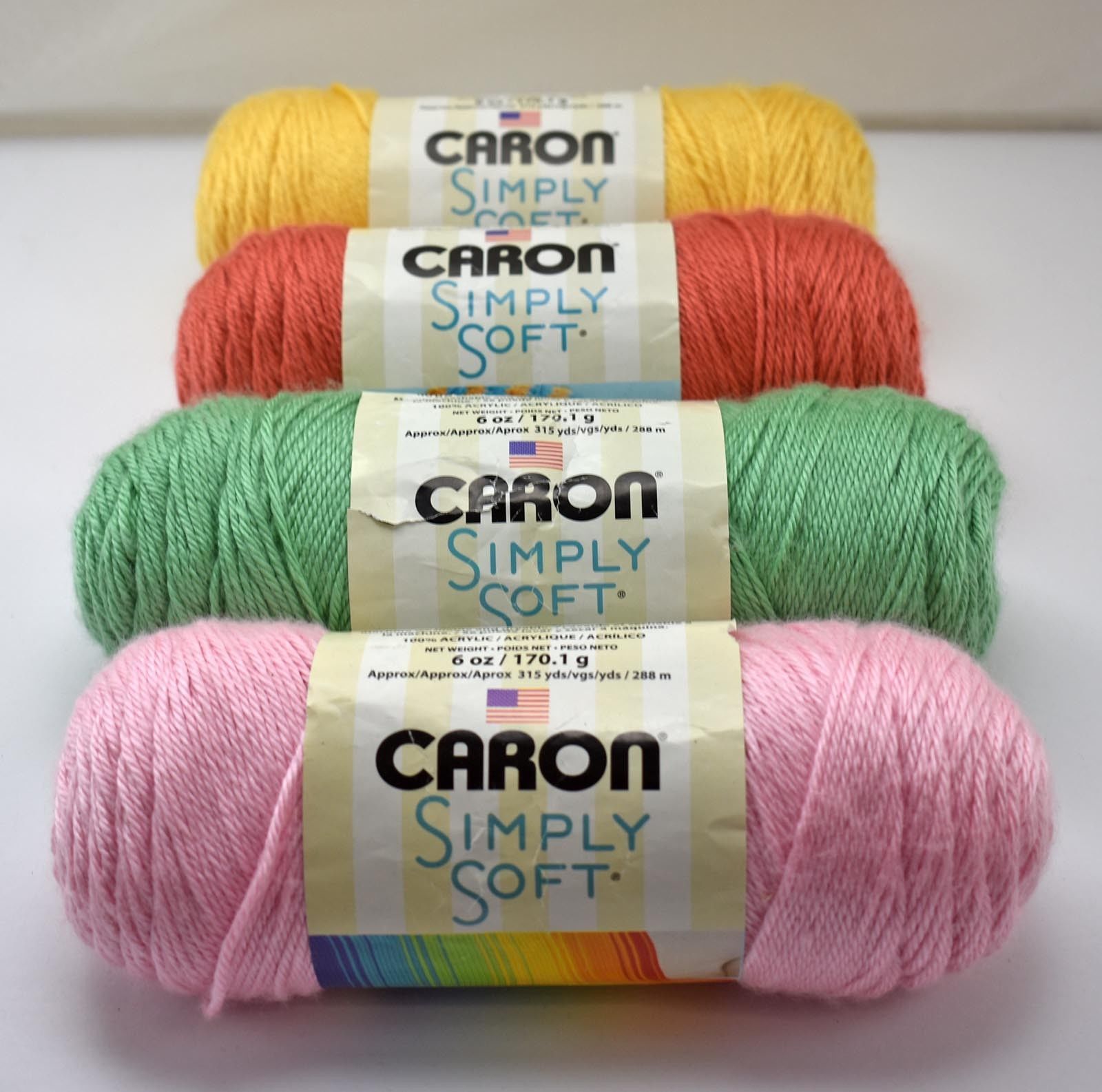Caron Simply Soft Acrylic 4 Ply Yarn4 Skeins Soft PinkSagePersimmon