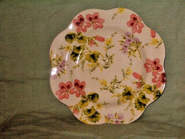 Primary image for SPODE BOTANICALS SCALLOPED 9 1/2" PLATE PINK AND GREEN 2005