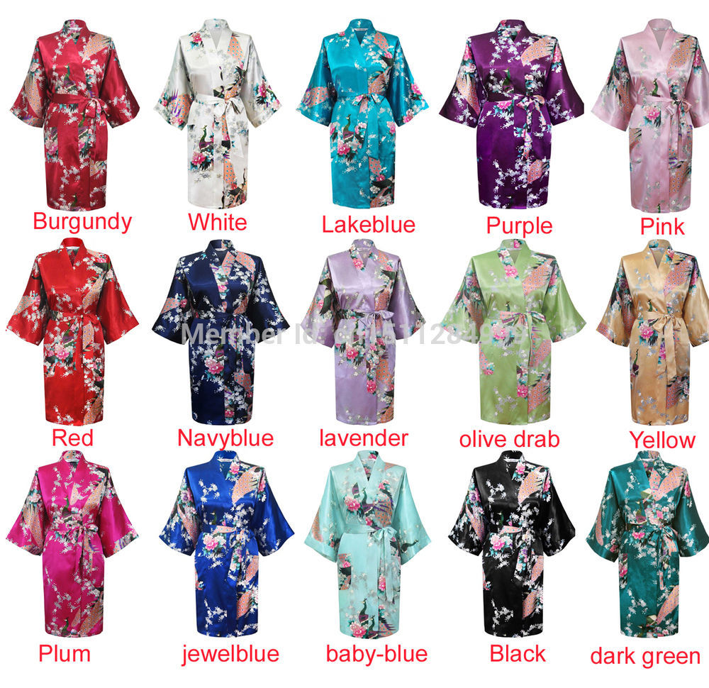 Image of Hot！Chinese Women's Silk Rayon Robe Kimono Bath Gown Nightgown Bridesmaid D