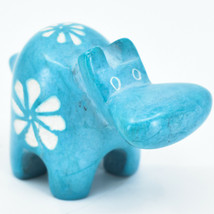 Hand Carved Kisii Soapstone Tiny Miniature Sky Blue Hippopotamus Hippo Figure image 1