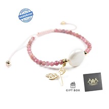 Natural Tourmaline and Pearl bracelet for women &amp; girls, Butterfly charm... - $48.99
