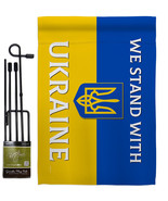 Stand With Ukraine Garden Flag Set Cause 13 X18.5 Double-Sided House Banner - $27.97