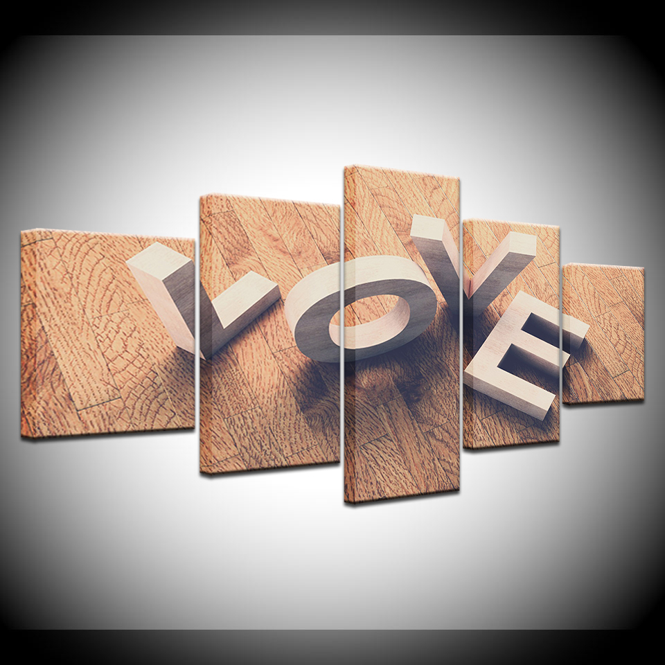 Romantic Wall Art 5 Piece Love Canvas Wall Decor Painting on Canvas