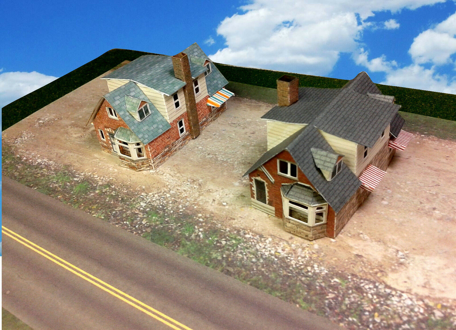 Z Scale Buildings Card Stock Houses (QTY 2) Houses Card Stock Kit
