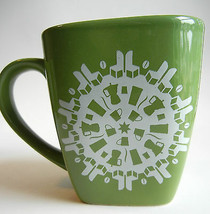 New Starbucks Coffee Cup Mug Tea Green Retro Mod Snowflake 16 oz Pots Square - $14.84