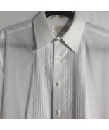 Bill Blass Eveningwear White Tuxedo Shirt French Cuffs Buttons Pleats 16... - $23.74