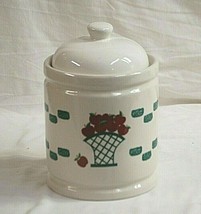 GEI Stoneware Pottery Canister w Lid Red Apples in Basket Design circa 1... - $29.69
