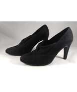 Ann Marino 1930s Style Classic Pumps Heels Shoes Black Vegan Suede - $26.99