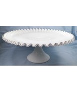 Fenton Silver Crest Cake Stand Elegant Glass Milk White Clear Edge 13&quot;-
... - $122.76