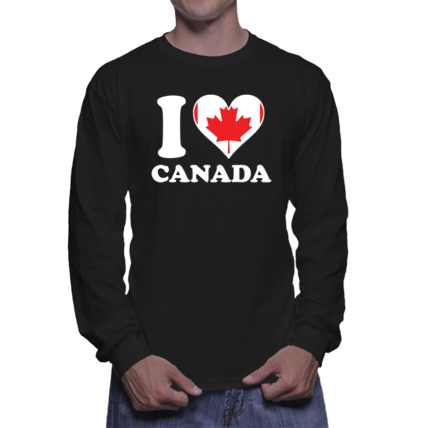 I Love Canada Canadian Flag Heart Long Sleeve T-Shirt - T-Shirts, Tank Tops