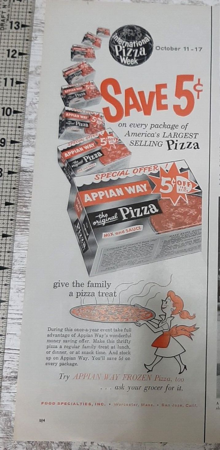 1959 Appian Way Vintage Print Ad Pizza Mix Sauce Homemade Dinner Lunch