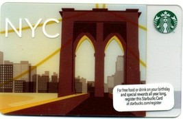 2 STARBUCKS New York City Brooklyn Bridge Collectible Gift Cards w/holders - $3.71