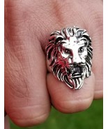Punjabi lion steel ring silver colour hindu sikh evil eye protection mun... - $11.36