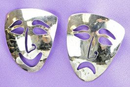 Vintage Signed Sterling Silver Comedy Tragedy Mask Theater Pins Happy Sad - $79.00
