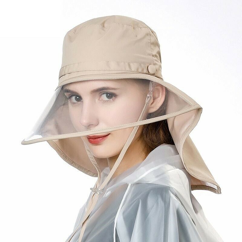 Women Rain Hat Waterproof Elastic Chin Cord Transparent Visible Brim ...