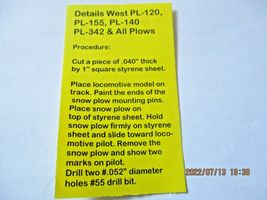 Details West # PL-233 Snow Plow Tall Profile SP, CSX, CP HO-Scale image 3