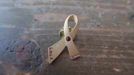 Gold Tone 1.5&quot; Avon Pink Stone Breast Cancer Ribbon Pin - $9.89