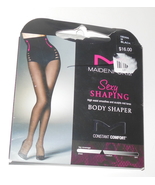 Maidenform Body Shaper Pantyhose Sz M Black 40 Denier Medium Matte Opaque Leg - £9.25 GBP