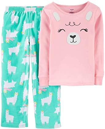 Carter's Girls' 2-Piece Fleece Pajama Set (4T, Polar Bear (Pink/Green) (Fleece))
