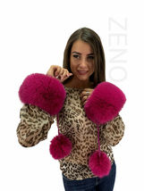 Fox Fur Transforming Wristbands Scarf Headband And Boot Cuffs 4 in 1 Dark Pink image 1