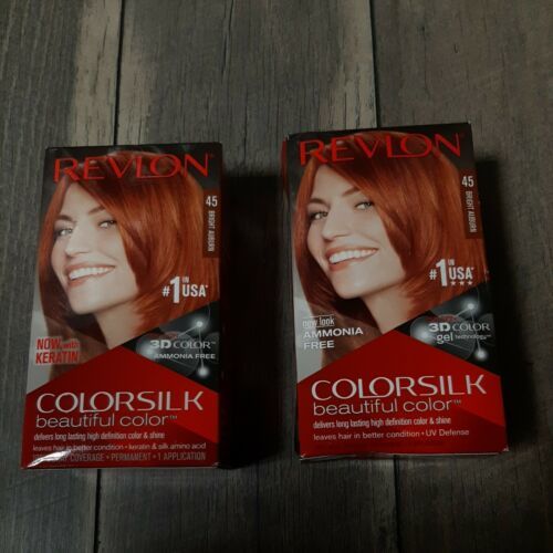 SET OF 2-Revlon Colorsilk Beautiful Color Perm Hair Dye #45 BRIGHT AUBURN NIB - $13.99