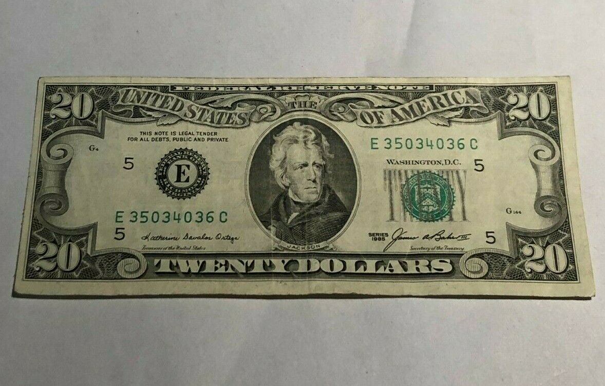 E 35034036 C 1985 Twenty Dollar Bill Federal Reserve Fancy Note - Paper ...