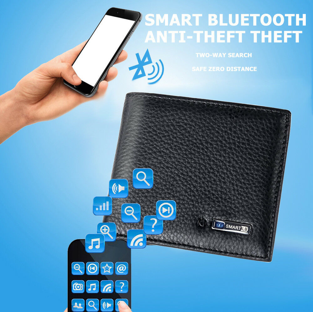 Genuine Leather Bluetooth Smart Wallet Anti Lost Finder GPS Locator ...