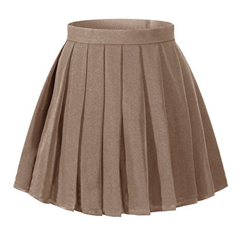 Girl`s Pleated Short Pleated Fancy up Costumes Skirts ( M,Dark Brown )