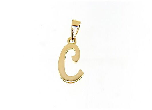 Primary image for 18K YELLOW GOLD LUSTER PENDANT WITH INITIAL C LETTER C MADE IN ITALY 0.71 INCHES