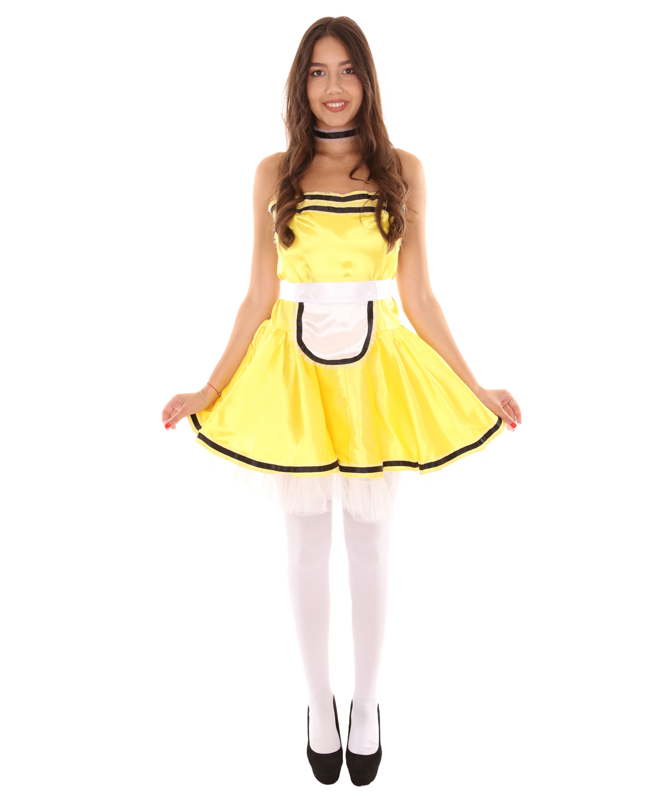 Adult Women's French Maid Uniform Costume Yellow Cosplay Costume