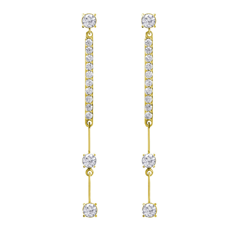 Diamond Line Earrings, 1.40CT in 18k Yellow Gold Other