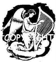Angel Playing Harp New Mounted Rubber Stamp - $5.50