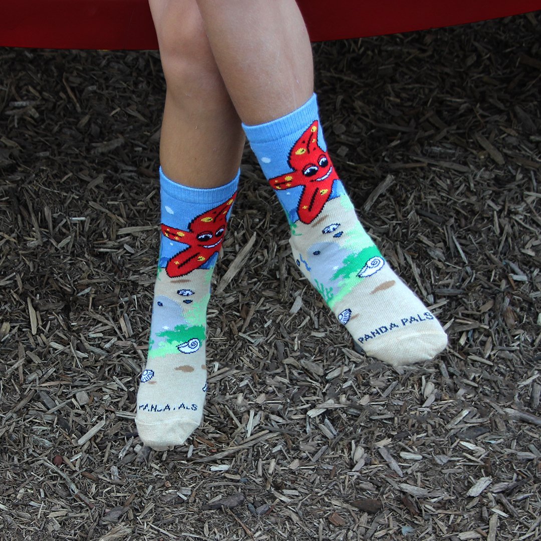 Red Starfish Socks (Ages 3-5) from the Sock Panda