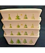 Old Time Pottery Mini Loaf Pan x 4 Christmas Tree Design NOS - $17.99