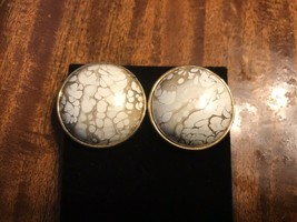 Vintage Large Round Gold Tone  Earrings Buttons New Made In USA - $11.88