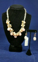 Yaumi K Multi Peach Bead Adjustable Statement Fashion Necklace and Earri... - £50.50 GBP
