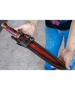 Medieval 266 Layer 54 HRC 18” Damascus Dagger SHARP Red/Black Wood Handl... - $74.76