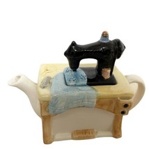 Vintage Teapot Sewing Machine w/Lid Ceramic Mercuries USA 1995 - $14.99