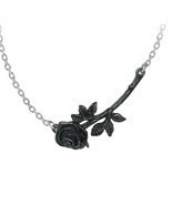 Alchemy Gothic Black Rose Thorn Necklace Pendant Fine English Pewter P913 New - $14.95