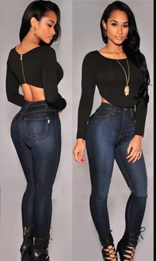 ITCQUALITY FASHION SHORT DESIGNED CROP TOP SEXY BACK ZIPPER LONG SLEEVE