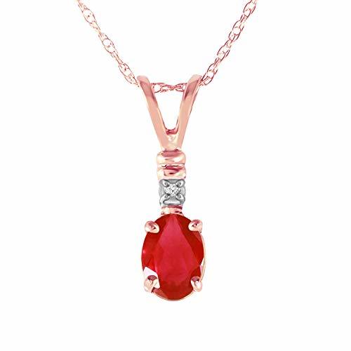 Galaxy Gold GG 14k 22 Solid Rose Gold Necklace 0.46 ct Ruby Pendant Diamond