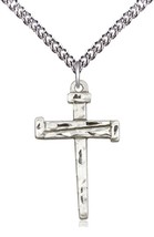 NAIL CROSS – Sterling Silver Pendant on a 18 inch Sterling Silver Curb Chain