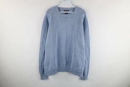 Vintage 90s Streetwear Mens XL Blank Cotton Knit Crewneck Sweater Carolina Blue - $59.35