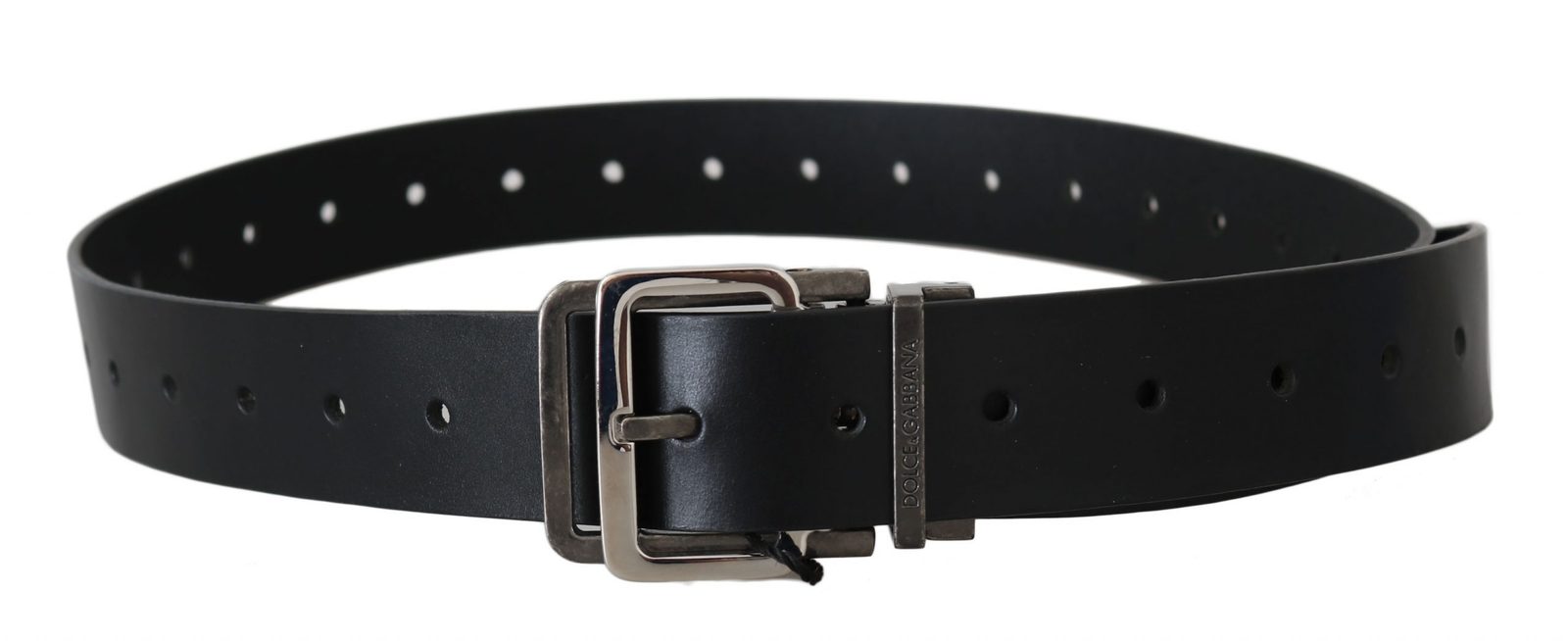 Black 100 Leather Silver Buckle Belt Fashion