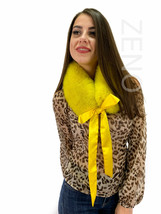 Fox Fur Scarf  27' (70cm) Saga Furs Bright Yellow Fur Collar Detachable Ribbon image 2