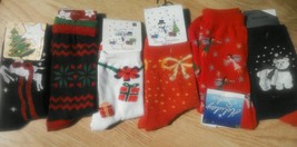 Set 6 Pairs Ladies Christmas Ankle Socks Angels Polar Bear Reindeer Pres... - $24.47